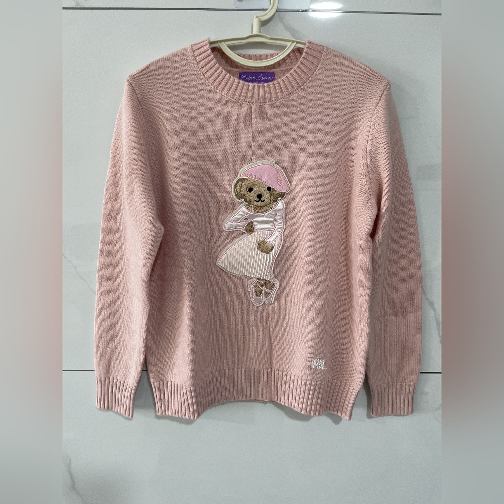 Polo by Ralph Lauren Light Pink Sweater with Bear Motif